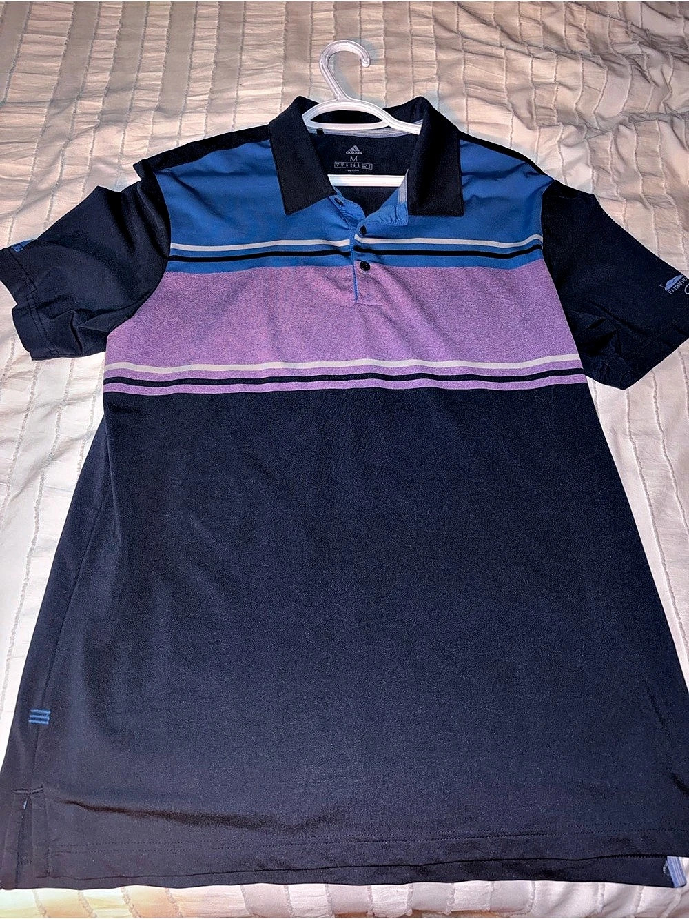 adidas Fairview Mountain Color Block Polo Blue & Purple Medium Like New